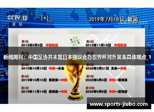 新闻周刊：中国足协并未就日本提议合办世界杯对外发表具体观点_1